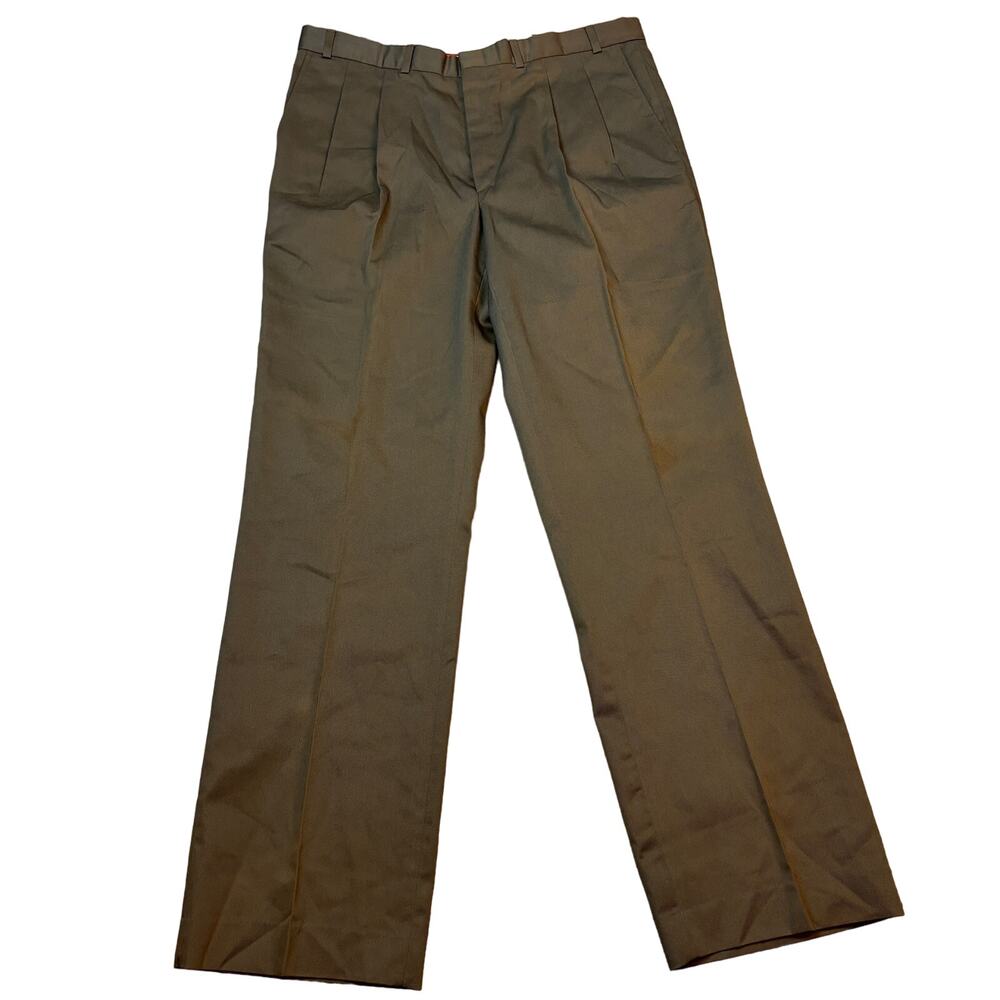 Hanover Square Pleat Front Trouser Dress Slacks Olive Mens Size 38